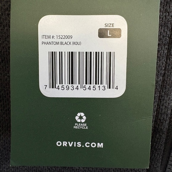 Orvis Men's Full Zip Bonded Mesh Jacket, Phantom Black/Dark Gray, Large, NWT - Picture 10 of 16